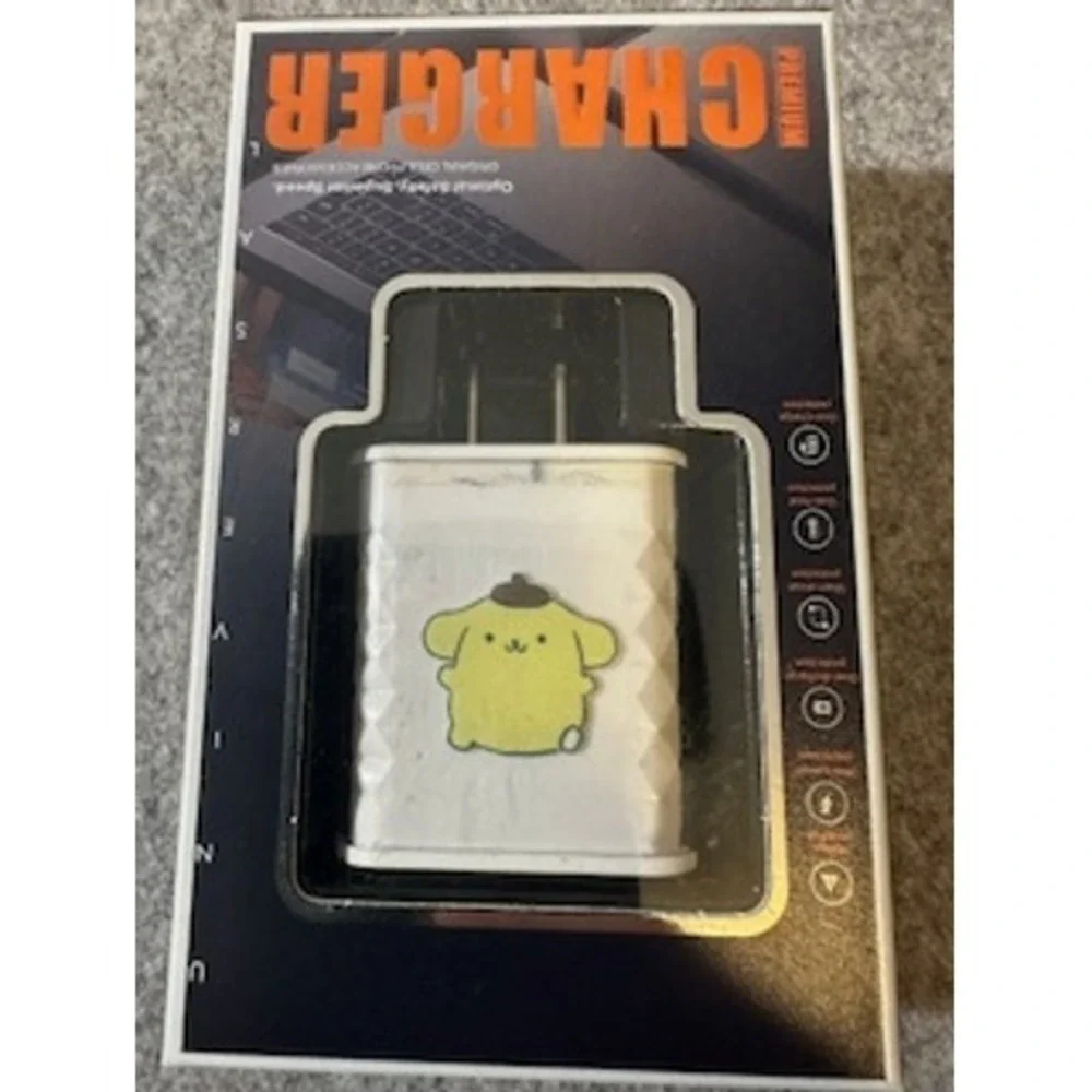 Sanrio Pompompurin Wall Charger White Anime USB Travel Adapter